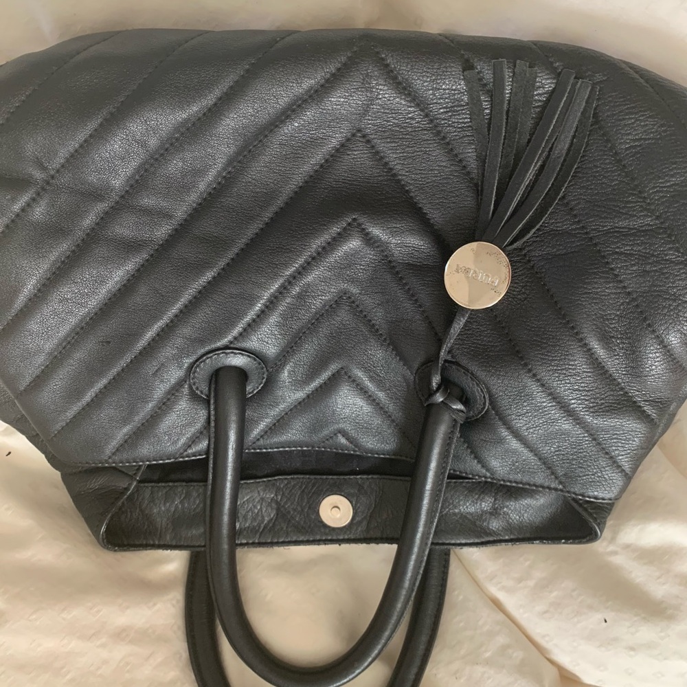 Furla Black Quilted leather Shoulder Bag with tassel